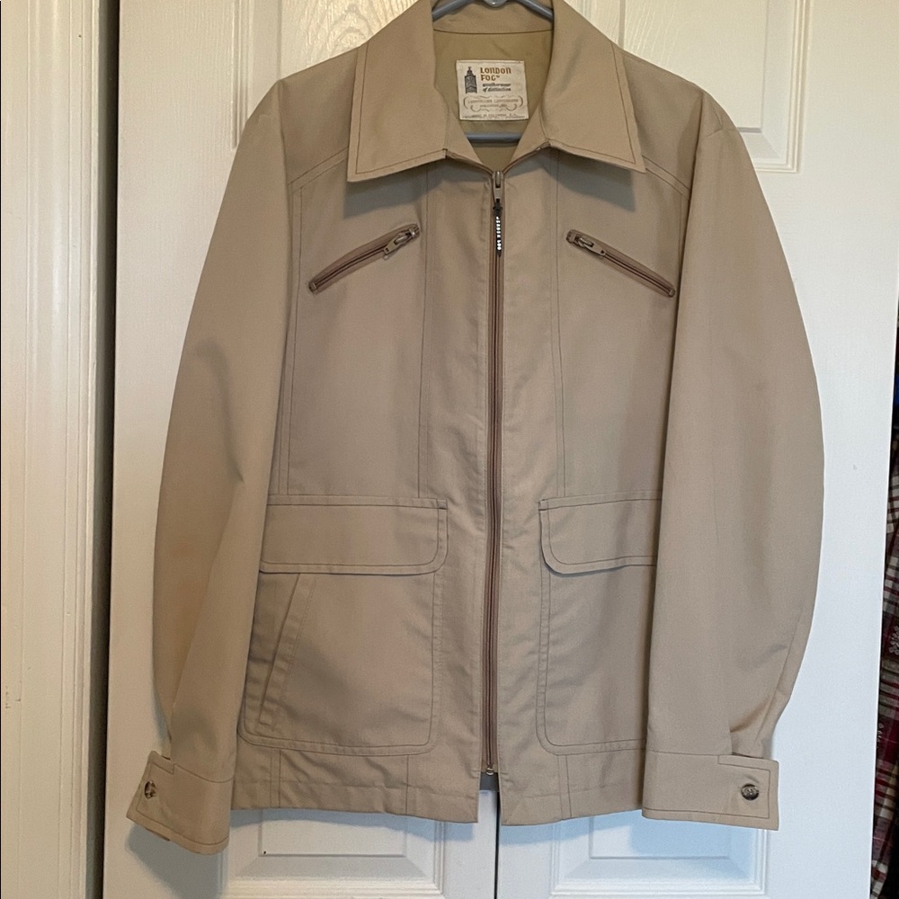 VTG 1970s London Fog Classic Tan Jacket 42L zip front